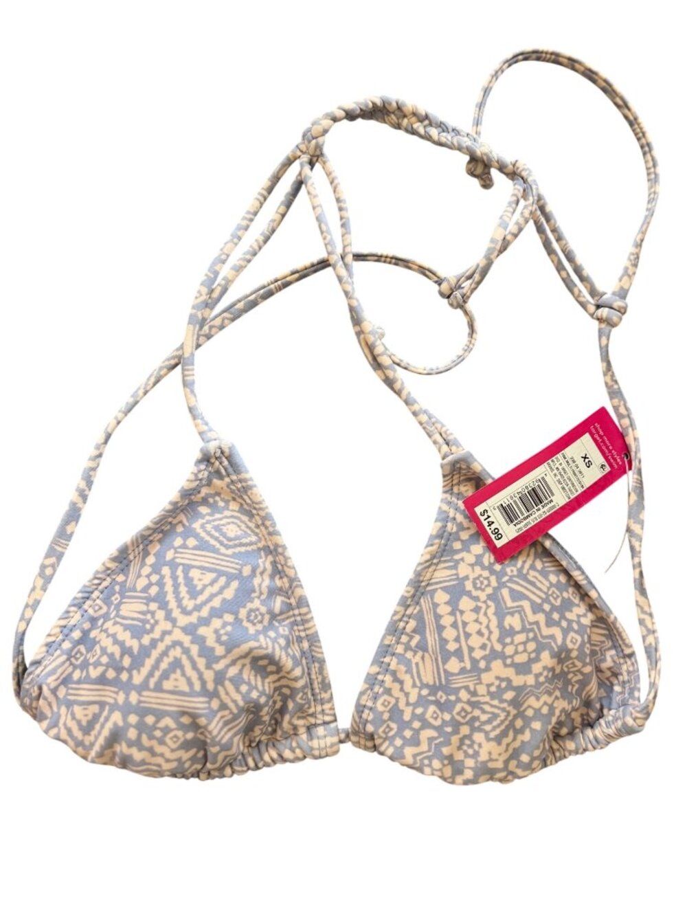 Xhilaration Blue Cream Tribal Print XS Bikini Top NEW NWT